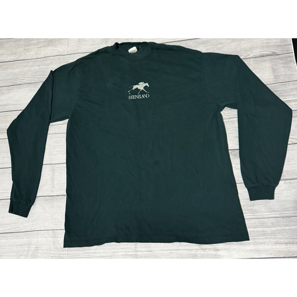 Keeneland Racetrack T Shirt Unisex Green Long Sleeve Size XL Center Graphic